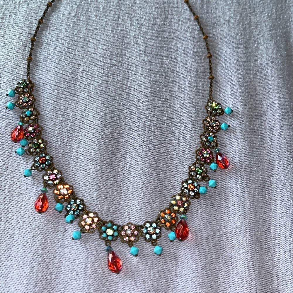 Multi color Swarovski Crystal Liz Palacios SF Bohemian style charm Necklace
